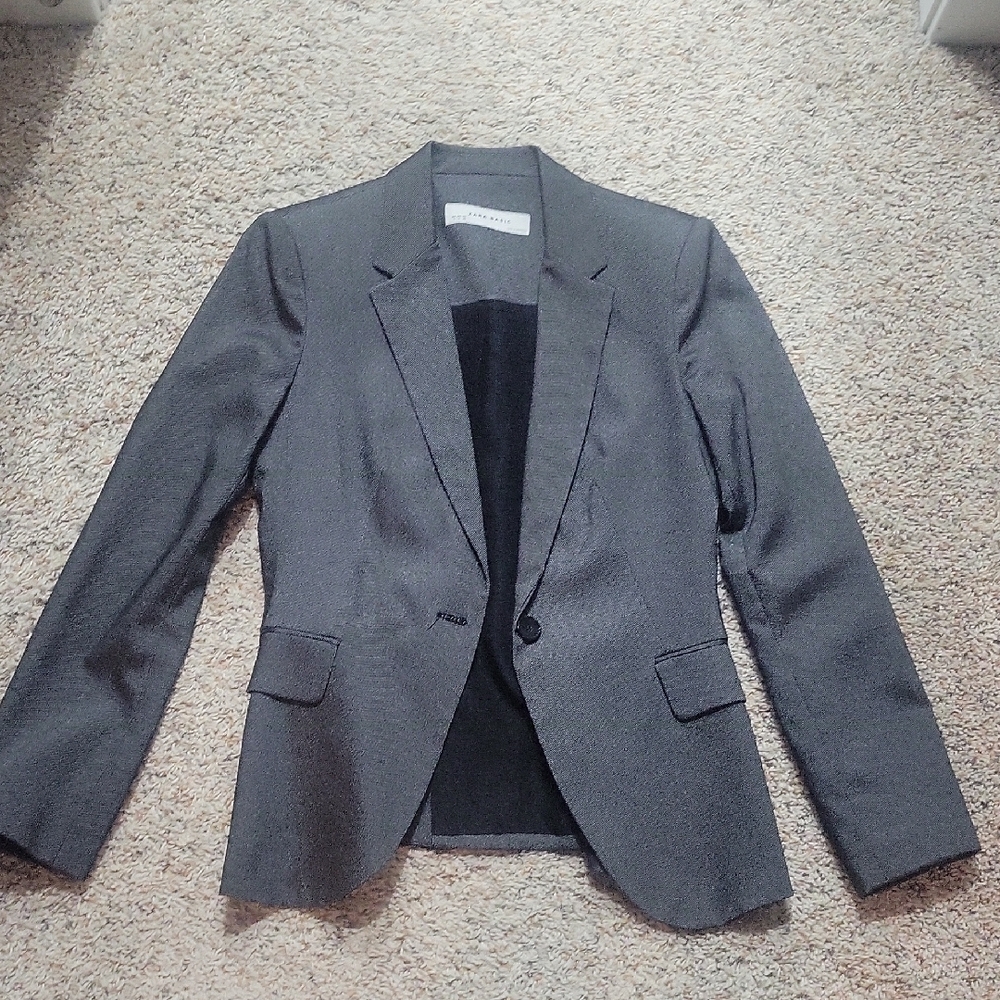Zara Gray Blazer Tailored Fit Notched Lapels